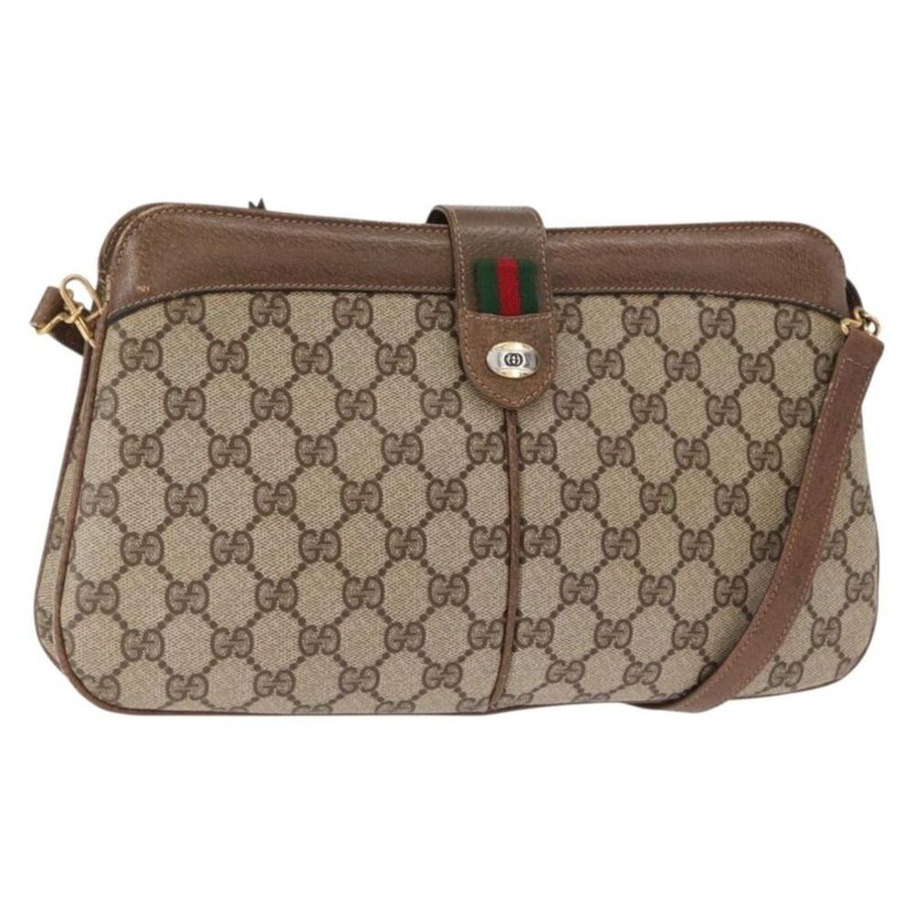 Gucci Vintage Gg Coated Canvas Beige Pvc Shoulder Bag Bag